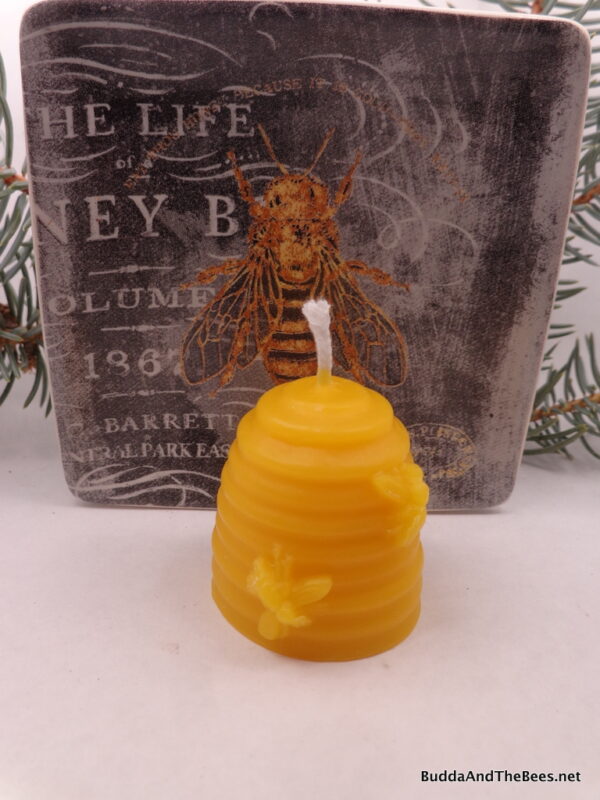 Buddha And The Bees 100% Pure Beeswax Small Skep Beehive Candle