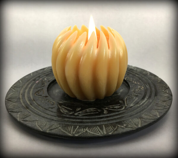 Buddha And The Bees 100% Pure Beeswax Swirl Ball Candle